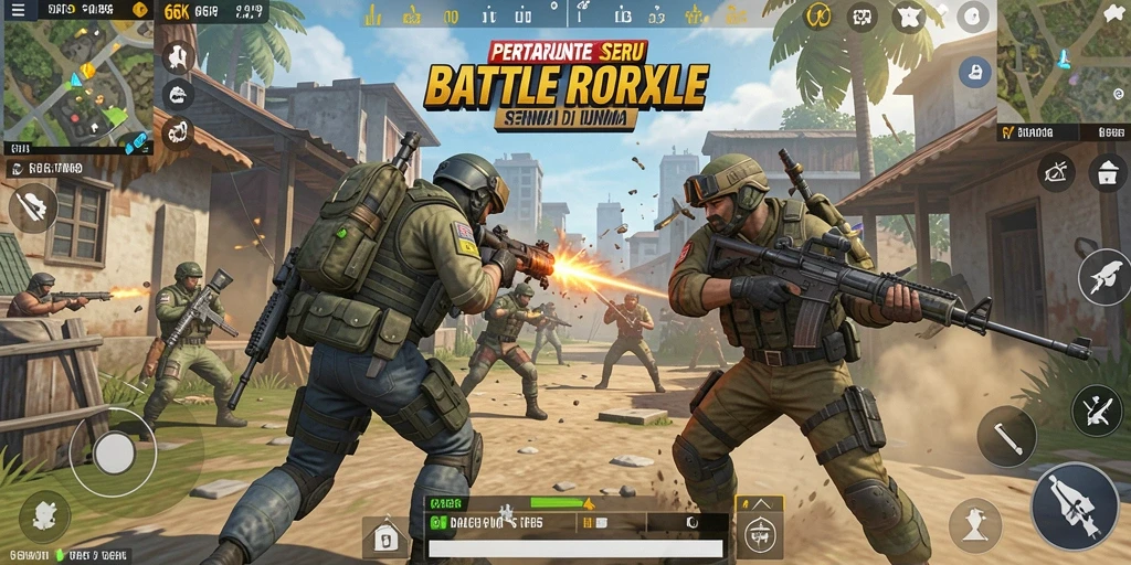 Tampilan seru dari gameplay Battle Royale 66K.