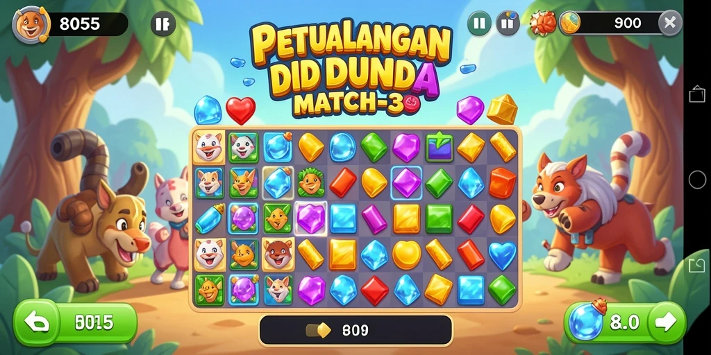 Tampilan menarik dari gameplay 8055 yang penuh warna.