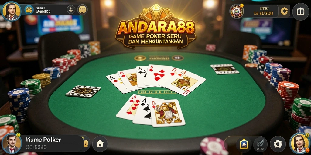 Tampilan gameplay menegangkan di ANDARA88 saat bermain Poker.