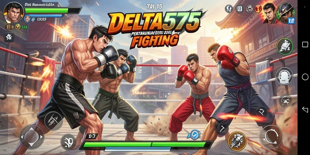 Screenshot DELTA575 menampilkan aksi pertarungan yang mendebarkan.
