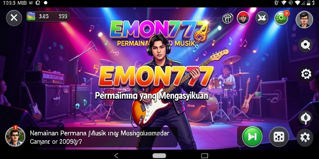 Screenshot gameplay EMON777 yang menampilkan interaksi musik yang seru.