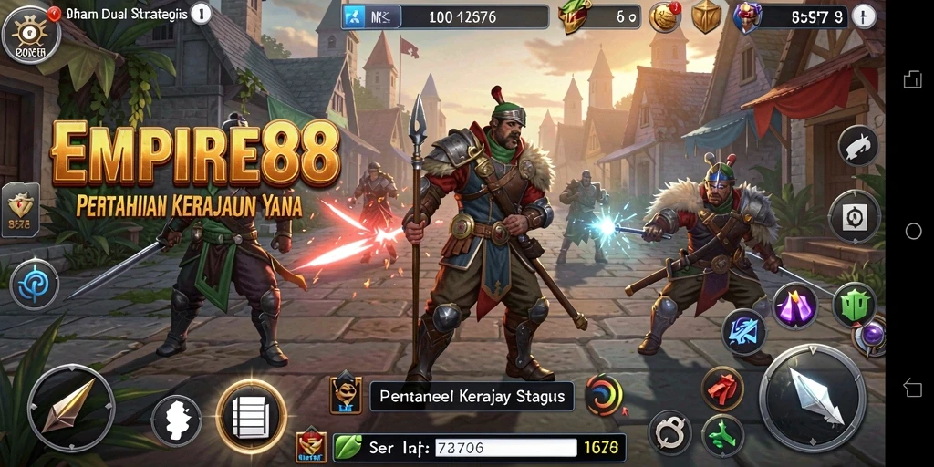 Tampilan gameplay menegangkan di EMPIRE88 dengan strategi pertahanan menara.
