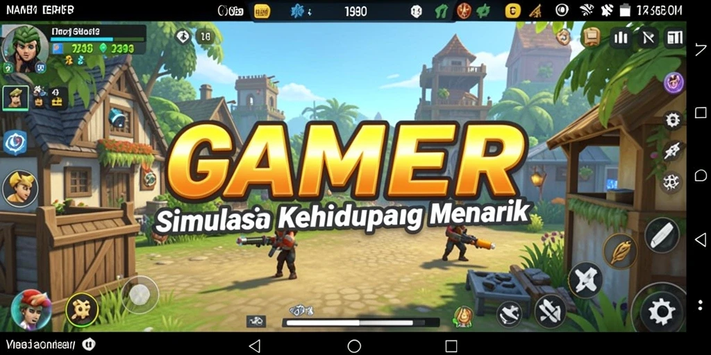 Screenshot GAMERP menampilkan interaksi karakter dalam permainan Simulation.