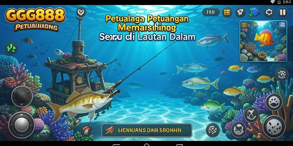 Screenshot gameplay GGG888 menampilkan aksi memancing yang seru dan realistis.