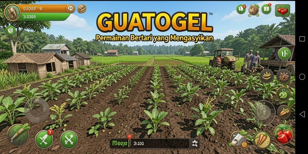Screenshot GUATOGEL menampilkan lahan pertanian yang cantik dengan tanaman subur.