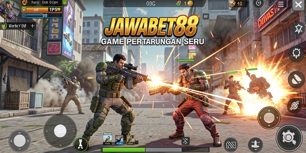 Tampilan gameplay <strong>JAWABET88</strong> dengan aksi seru di medan tempur.