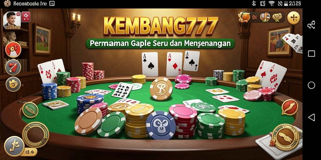 Screenshot gameplay KEMBANG777 menampilkan suasana seru pertandingan Gaple.