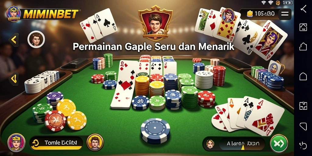 Tampilan gameplay seru MIMINBET dalam permainan Gaple.