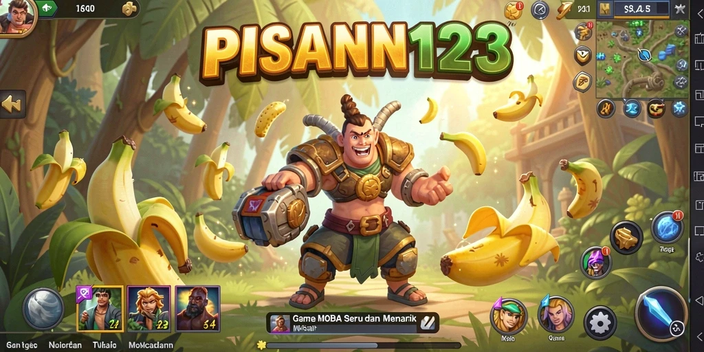Screenshot PISANG123 menampilkan pertempuran seru antar karakter MOBA.