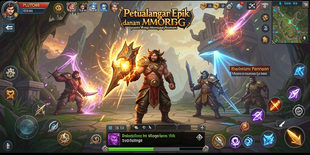 Tampilan gameplay PLUTO88 yang menakjubkan dan penuh aksi petualangan MMORPG.
